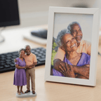Bijzonder realistisch 3D minifiguur van een ouder stel – warm en uniek 3D print cadeau van een dierbare foto
