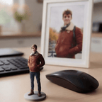Unieke realistisch gepersonaliseerd 3D minifiguur van een jonge man – bijzonder 3D print cadeau gemaakt van een eigen foto